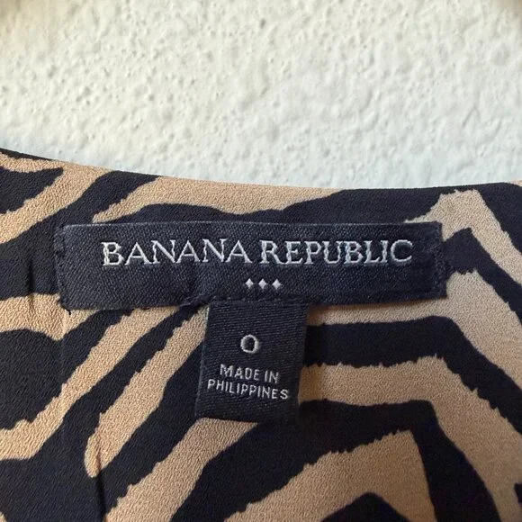 Banana Republic Tan Black Tiger Print Long Sleeve Dress Size 0 - Picture 4 of 4